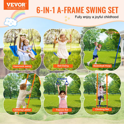 Swing Sets for Backyard 6 in 1 Swing Set 440lbs Capacity Metal Swingset - Image 2