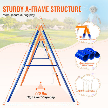 Swing Sets for Backyard 6 in 1 Swing Set 440lbs Capacity Metal Swingset - Image 3