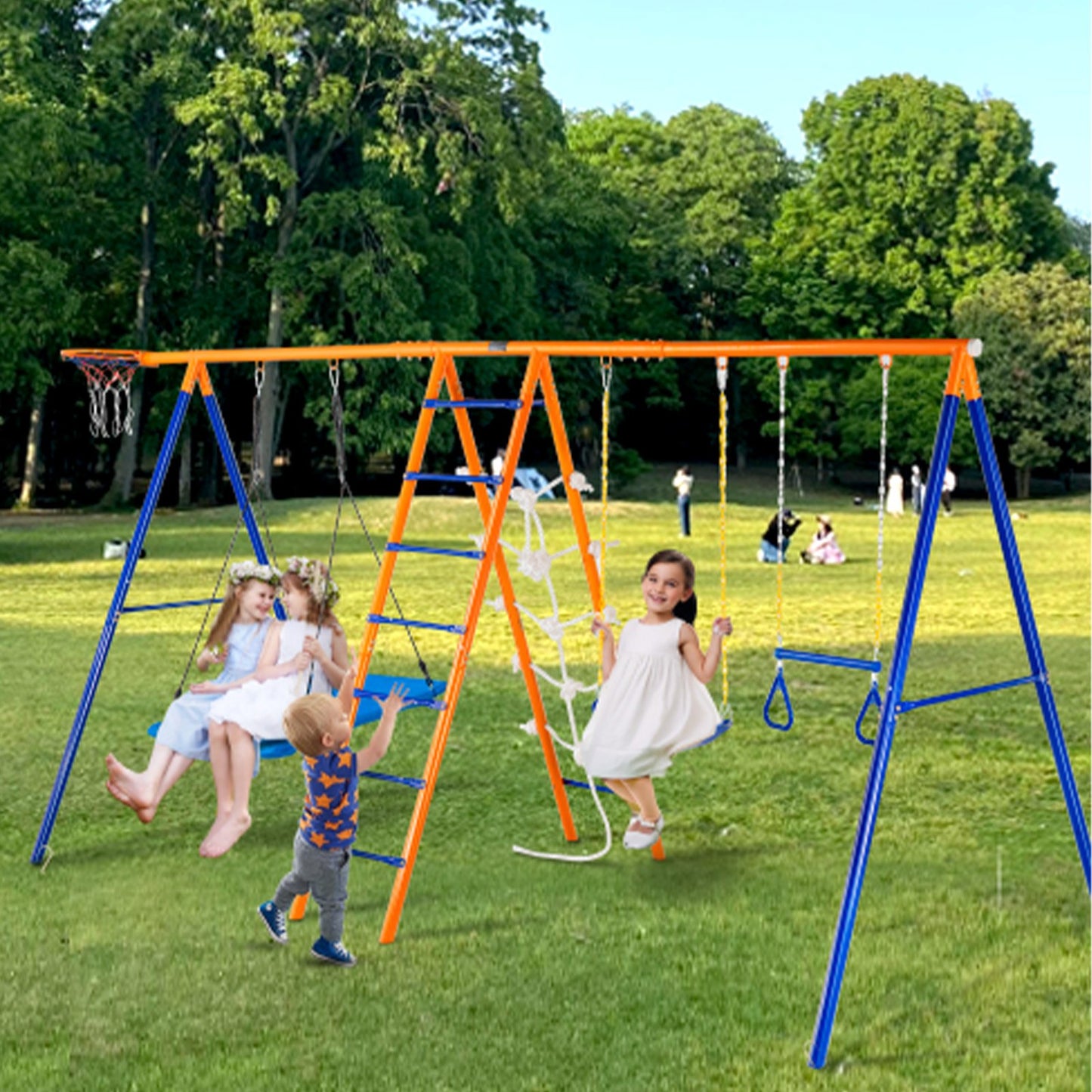 Swing Sets for Backyard 6 in 1 Swing Set 440lbs Capacity Metal Swingset - Image 8