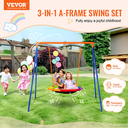 Swing Sets for Backyard 40in Saucer Swing Seat A-Frame Metal Stand 440lbs - Image 2
