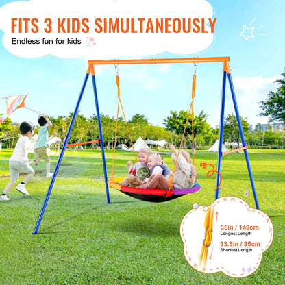 Swing Sets for Backyard 40in Saucer Swing Seat A-Frame Metal Stand 440lbs - Image 4