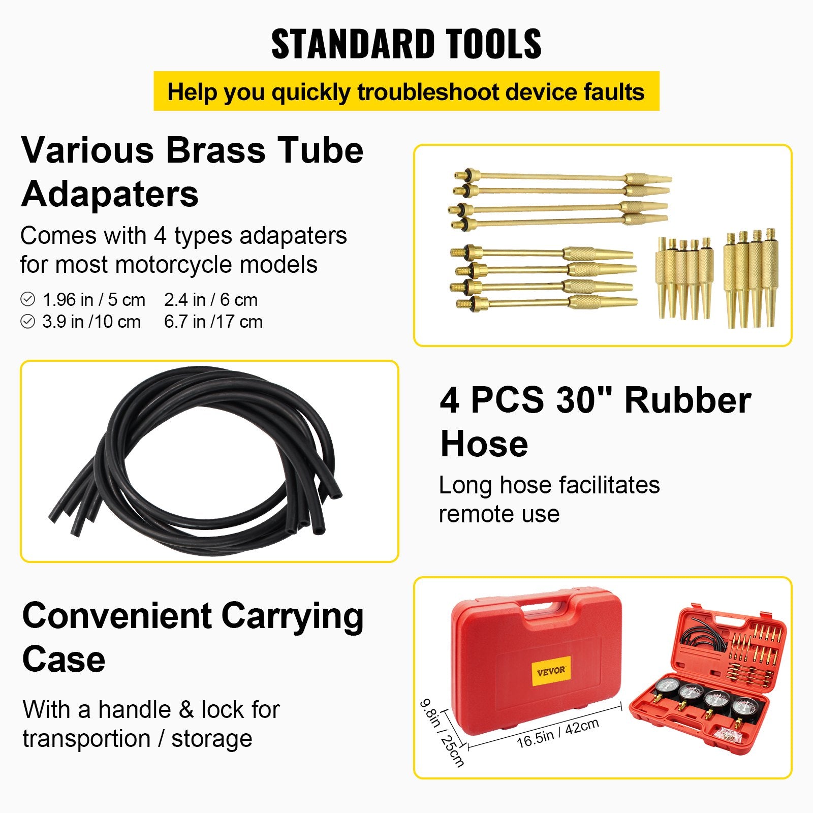 Fuel Vacuum Carburetor Synchronize Tool Kit Fuel Vacuum Carburetor Synchronizer carb sync Gauge Set with Rubber Hose - Image 5