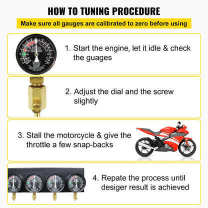 Fuel Vacuum Carburetor Synchronize Tool Kit Fuel Vacuum Carburetor Synchronizer carb sync Gauge Set with Rubber Hose - Image 6