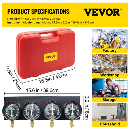 Fuel Vacuum Carburetor Synchronize Tool Kit Fuel Vacuum Carburetor Synchronizer carb sync Gauge Set with Rubber Hose - Image 7