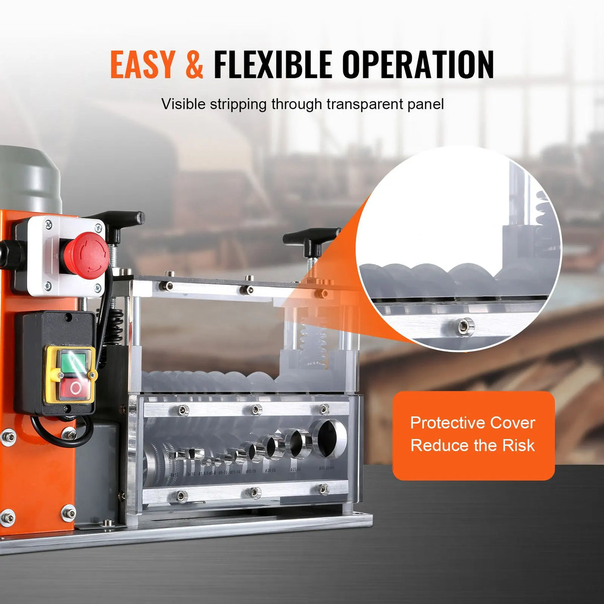 Automatic Wire Stripping Machine, 0.06''-1.57'' Electric Motorized Cable Stripper, 750 W, 98 ft/min Wire Peeler with Visible Stripping Depth Reference, 10 Channels for Scrap Copper Recycling - Image 3