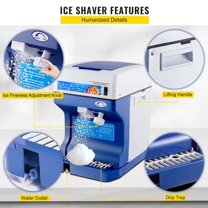 Ice Shaver 265LBS/Hour Snow Cone Frozen Ice Shaving Slushie Dessert Maker Stainless Steel Food Grade for Kitchen Home Bars - Image 4