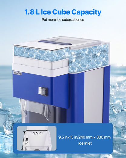 Commercial Ice Shaver Machine, 1.91QT /1.8L Large Electric Snow Cone Machine, Fine & Fluffy with 300W Motor, Stainless Steel Blades, Shaved Ice Maker for Dessert Shop Home Party Restaurant, Blue - Image 4