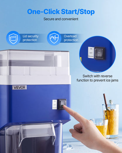 Commercial Ice Shaver Machine, 1.91QT /1.8L Large Electric Snow Cone Machine, Fine & Fluffy with 300W Motor, Stainless Steel Blades, Shaved Ice Maker for Dessert Shop Home Party Restaurant, Blue - Image 5