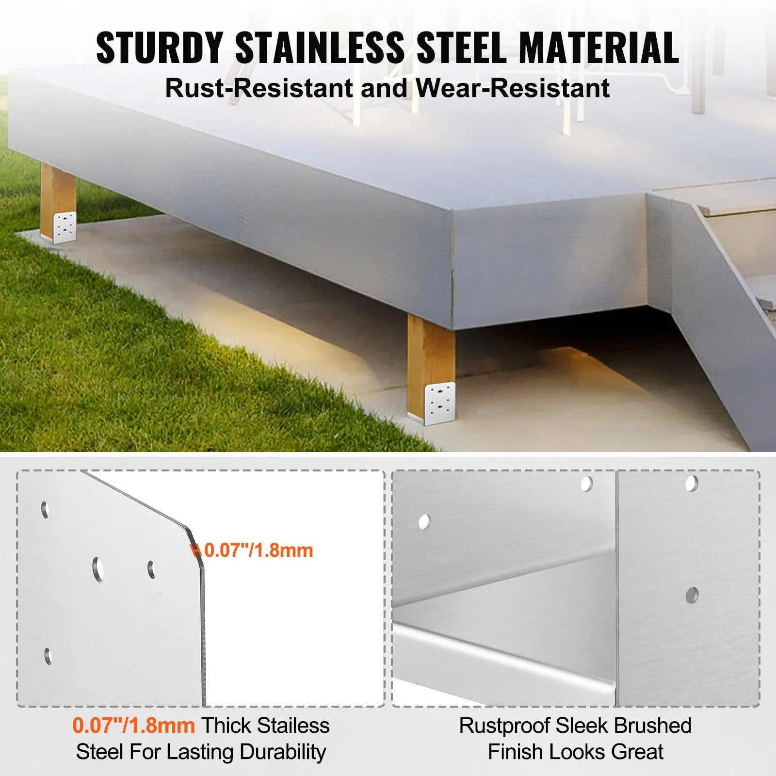 152.4x152.4 Post Base, 10Pcs Stainless Steel Adjustable Post Anchor Bracket(Internal 150 x 139.7), Adjustable Post Base for Pavilion Deck Porch Handrail Railing Support Decorative Anchor Plate - Image 3