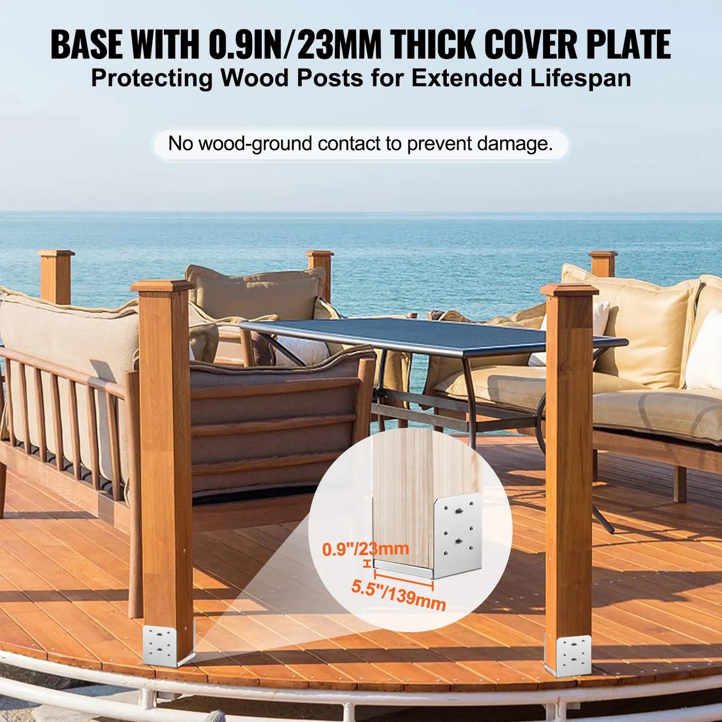 152.4x152.4 Post Base, 10Pcs Stainless Steel Adjustable Post Anchor Bracket(Internal 150 x 139.7), Adjustable Post Base for Pavilion Deck Porch Handrail Railing Support Decorative Anchor Plate - Image 5