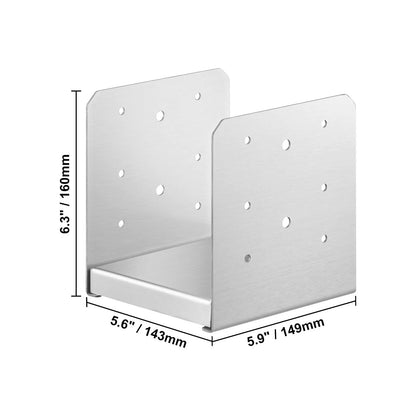 152.4x152.4 Post Base, 10Pcs Stainless Steel Adjustable Post Anchor Bracket(Internal 150 x 139.7), Adjustable Post Base for Pavilion Deck Porch Handrail Railing Support Decorative Anchor Plate - Image 8