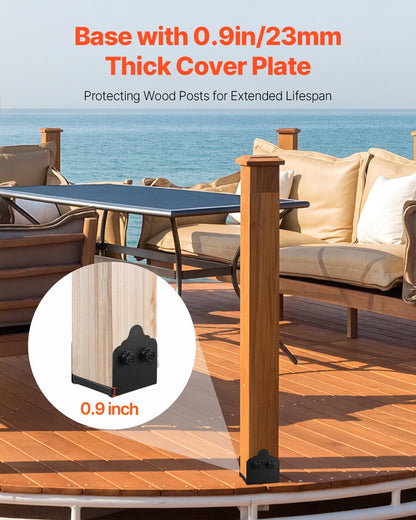 6x6 Post Base 2 Pcs, Inner Size 5.9x5.55 inch / 150x141 mm Post Brackets, Heavy Duty Carbon Steel Decking Posts, Wood Posts Brackets for Pavilion Deck Railing Support Deck Base Plate, Black - Image 5