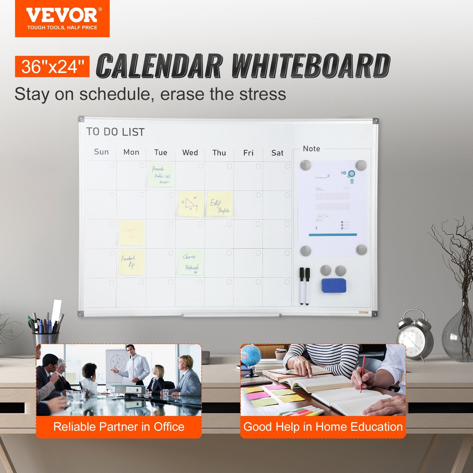 Magnetic Whiteboard Dry Erase Board 36" x 24" Wall Mounted for Office - Image 2