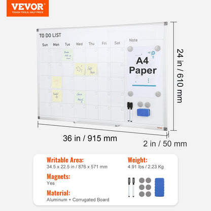 Magnetic Whiteboard Dry Erase Board 36" x 24" Wall Mounted for Office - Image 7