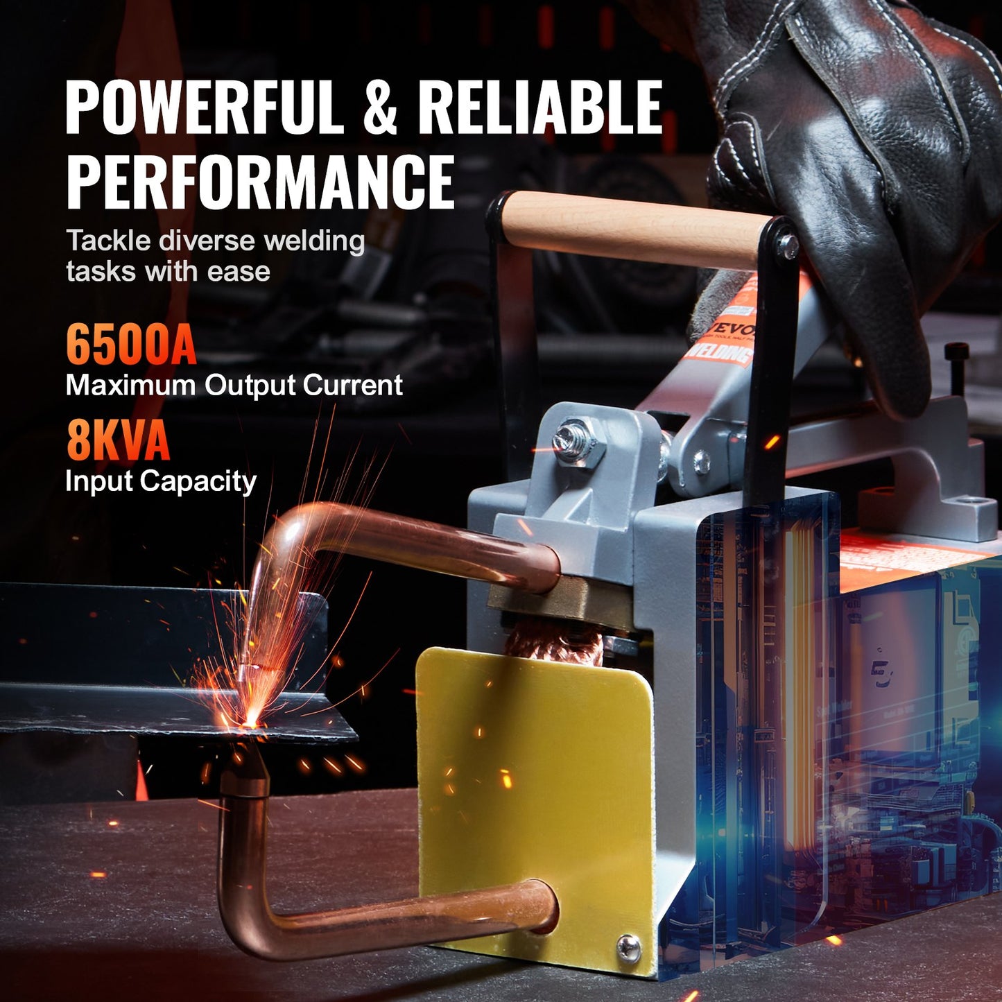 Portable Spot Welder, 1/8-inch Thick Spot Welder Machine with 8KVA Input Capacity, Handheld Welding Tip Gun Metal Sheet Spot Welding Machine for Carbon Steel, Aluminum Sheet - Image 3