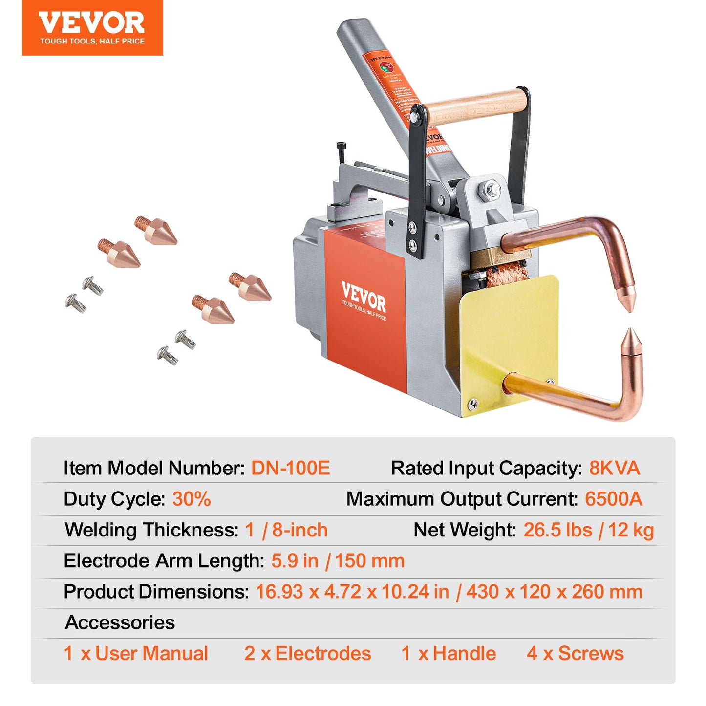 Portable Spot Welder, 1/8-inch Thick Spot Welder Machine with 8KVA Input Capacity, Handheld Welding Tip Gun Metal Sheet Spot Welding Machine for Carbon Steel, Aluminum Sheet - Image 7