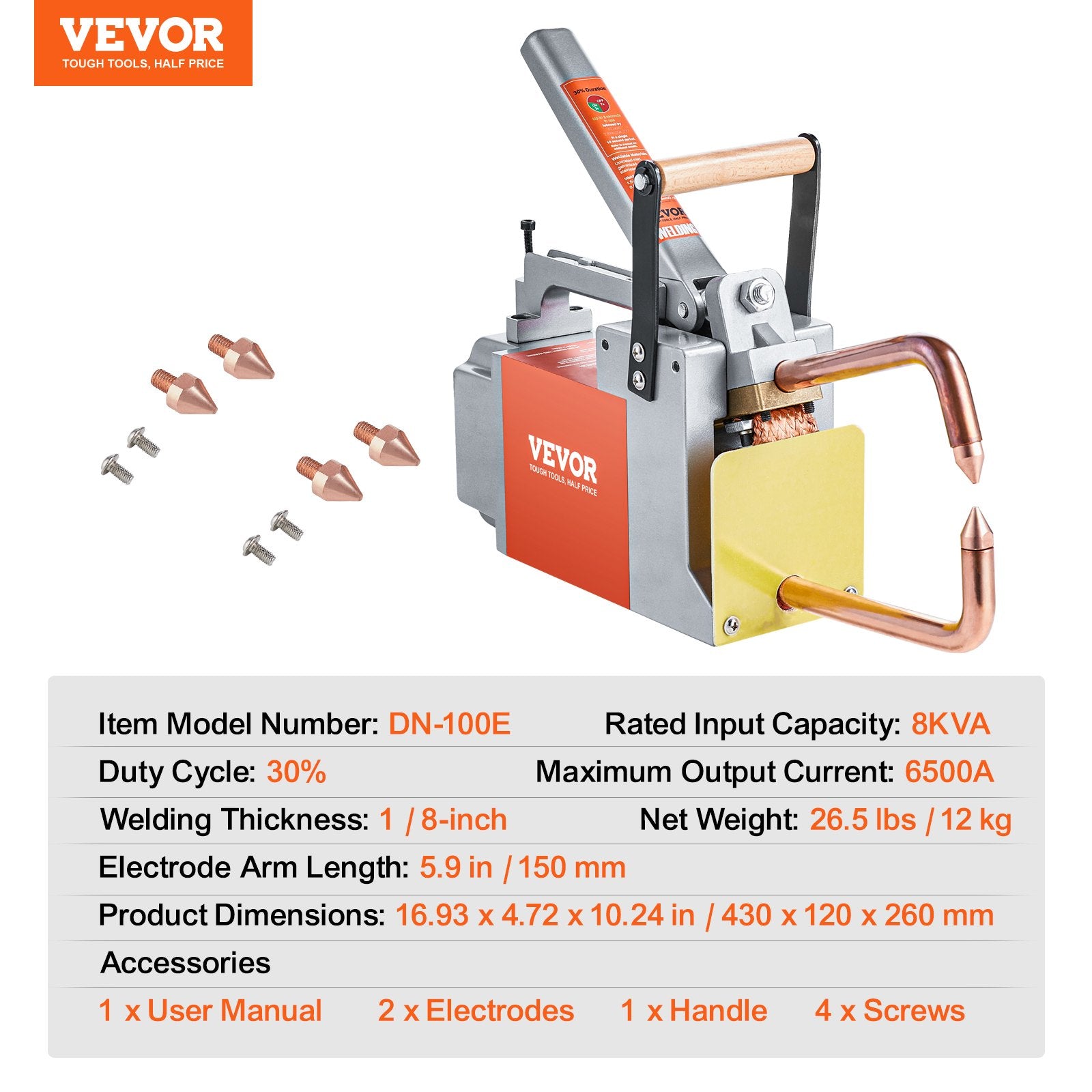 Portable Spot Welder, 1/8-inch Thick Spot Welder Machine with 8KVA Input Capacity, Handheld Welding Tip Gun Metal Sheet Spot Welding Machine for Carbon Steel, Aluminum Sheet - Image 7