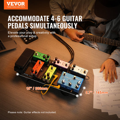 Guitar Pedal Board, 15'' x 5.7'', Aluminum Alloy 0.8 lbs Super Light Guitar Effects PedalBoard with Carry Bag High Quality Velcro Fixed Strap Shoulder Strap, Accommodate 4-6 Guitar Pedals, Small - Image 2