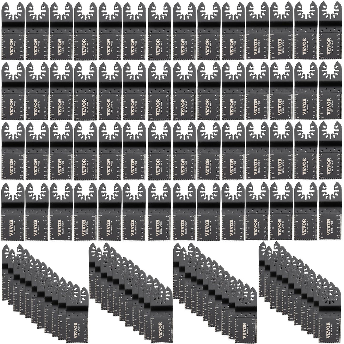 100PCS Oscillating Saw Blades, Quick Release Multitool Blades Kit, HCS Tool Blades for Wood Plastic, Compatible with Dewalt Dremel Fein Worx Bosch Makita Milwaukee