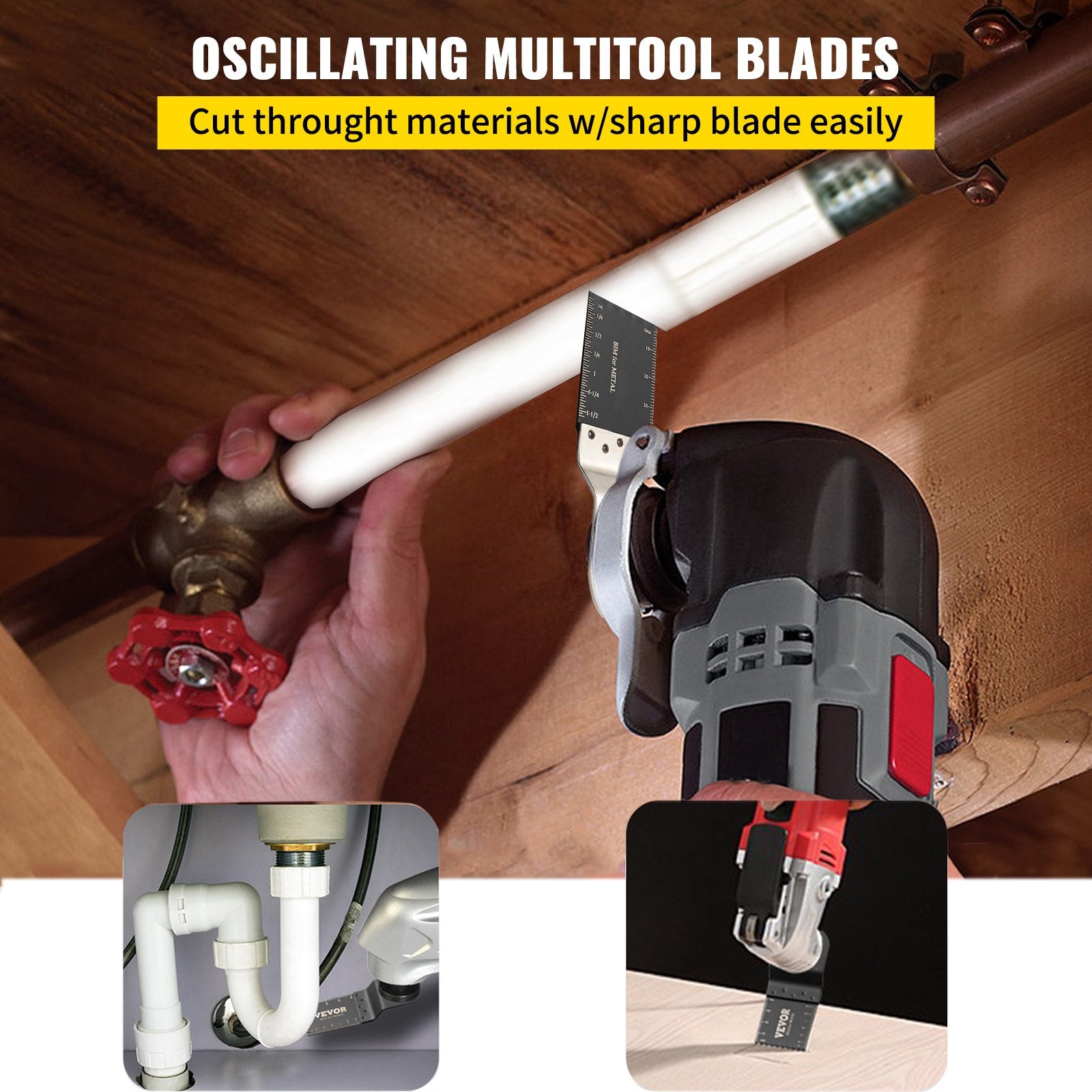 100PCS Oscillating Saw Blades, Quick Release Multitool Blades Kit, HCS Tool Blades for Wood Plastic, Compatible with Dewalt Dremel Fein Worx Bosch Makita Milwaukee - Image 2