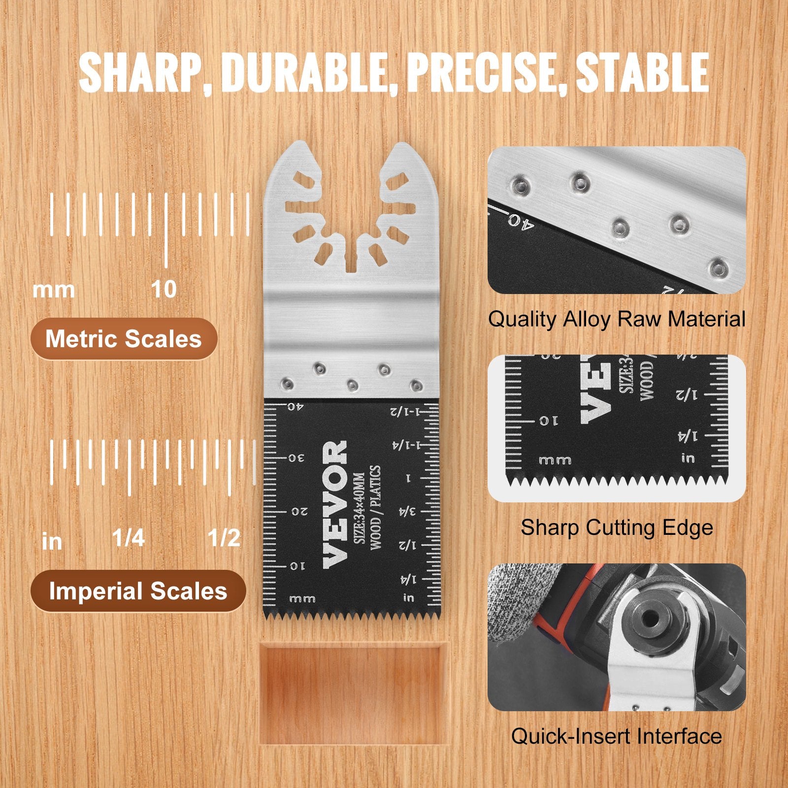 30PCS Multi Tool Blades Kits, Universal Quick Release Oscillating Saw Blades, 8 Types Wood Metal Plastic Oscillating Tool Blades, Fit Dewalt Bosch Milwaukee Hitachi Chicago Craftsman - Image 5