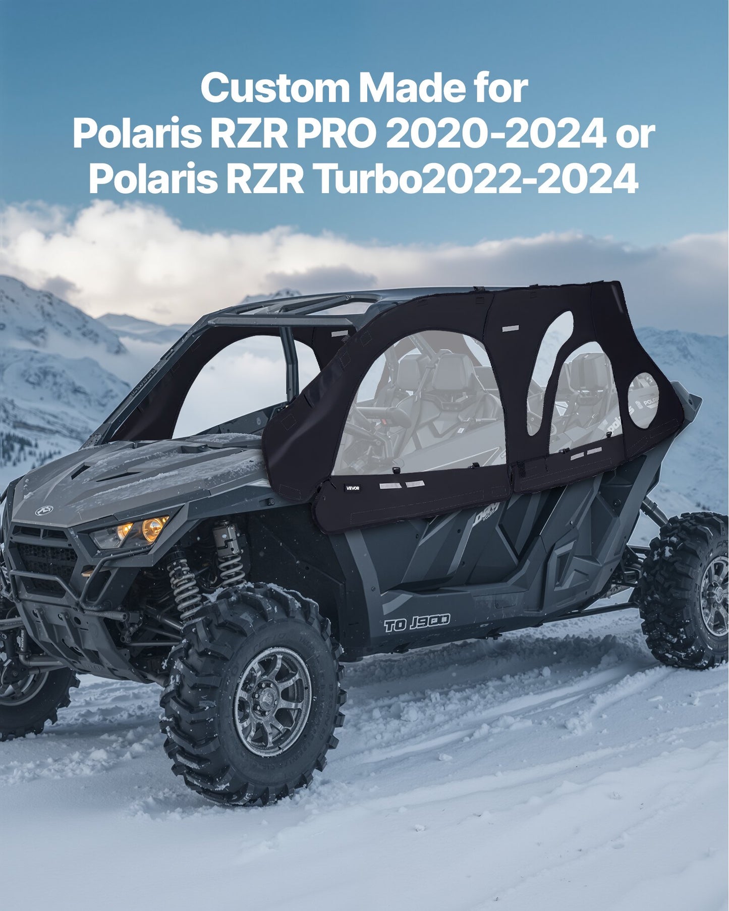 Cab Enclosure Upper Doors, Compatible with Polaris RZR PRO 2020-2024/Polaris RZR Turbo2022-2024, Soft Upper Doors, Upgraded Zipper UTV Soft Side Window Kit, Fit with Side Mirrors and Windshields - Image 2
