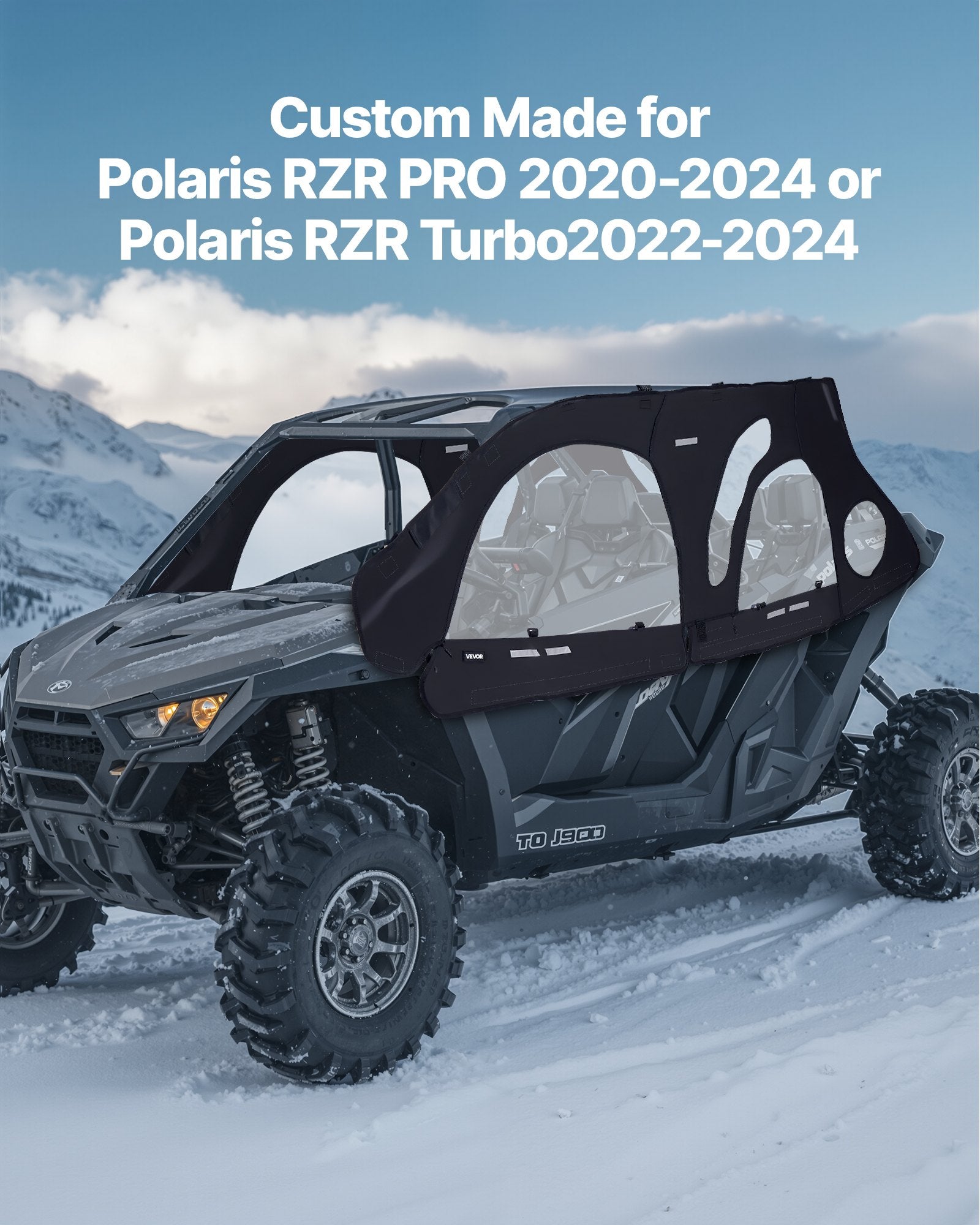 Cab Enclosure Upper Doors, Compatible with Polaris RZR PRO 2020-2024/Polaris RZR Turbo2022-2024, Soft Upper Doors, Upgraded Zipper UTV Soft Side Window Kit, Fit with Side Mirrors and Windshields - Image 2