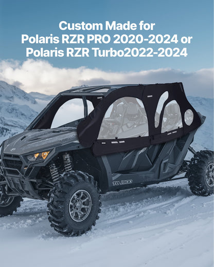 Cab Enclosure Upper Doors, Compatible with Polaris RZR PRO 2020-2024/Polaris RZR Turbo2022-2024, Soft Upper Doors, Upgraded Zipper UTV Soft Side Window Kit, Fit with Side Mirrors and Windshields - Image 2