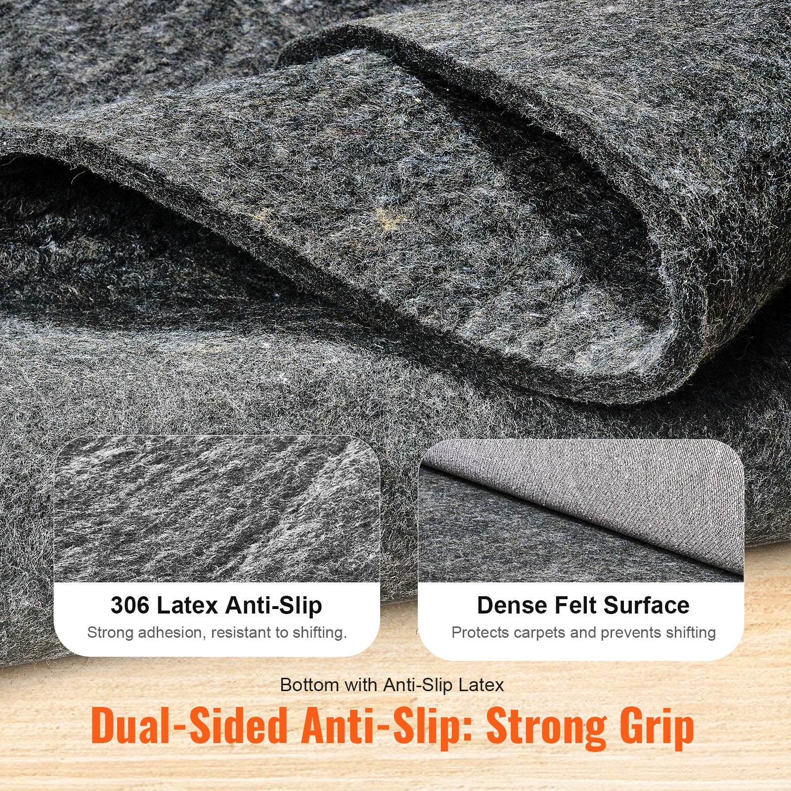 Rug Pad Gripper 9' x 12' Protective Carpet Pad 0.47" Thick for All Floors - Image 3