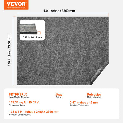 Rug Pad Gripper 9' x 12' Protective Carpet Pad 0.47" Thick for All Floors - Image 7