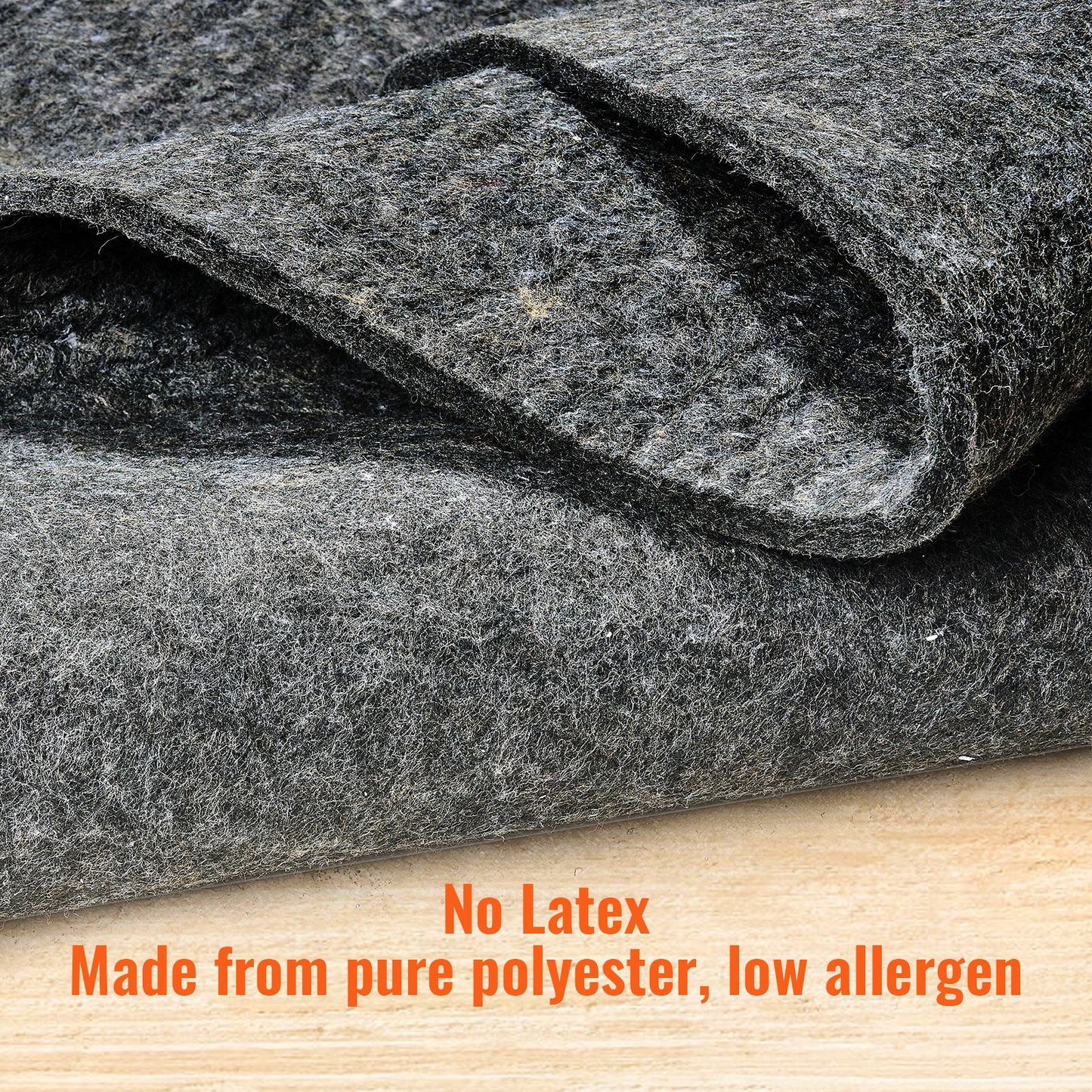 Rug Pad Without Slip Resistance, Protective Cushioning Carpet Pad, 8' x 10', 1/2"Thick, 100% Pure Polyester Felt, 7-8㎡ Premium Comfort Underfoot Carpet Padding Rug Cushion for All Floors, Gray - Image 3