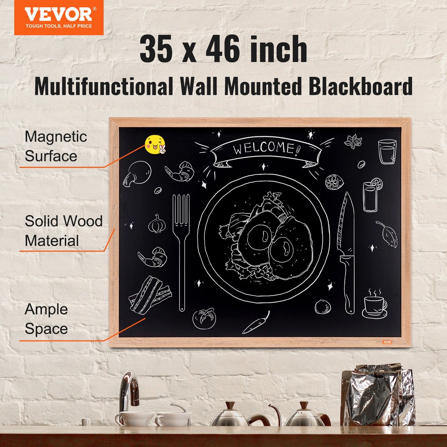 35"x46" Rustic Wood Framed Chalkboard Wall Hanging Magnetic Wedding Sign - Image 2