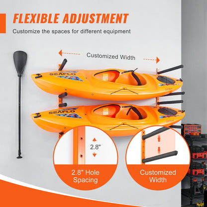 Wall Kayak Storage Rack, 4-Capacity Wall Mounted Kayak Holders for Kayak Canoe Paddle Board, Kayak Storage Hooks with Adjustable Padded Arms, 181.6 KG Load Kayak Hanger for Indoor Outdoor Garage - Image 3