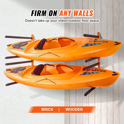 Wall Kayak Storage Rack, 4-Capacity Wall Mounted Kayak Holders for Kayak Canoe Paddle Board, Kayak Storage Hooks with Adjustable Padded Arms, 181.6 KG Load Kayak Hanger for Indoor Outdoor Garage - Image 6
