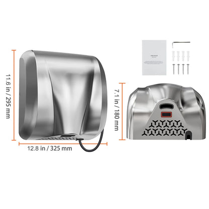 Heavy Duty Commercial Hand Dryer, 1800W Automatic High Speed Stainless Steel Warm Wind Hand Blower, 220V-240V Plug In/Hardwired Two Power Options, Compliant for Industry Business Restrooms - Image 8