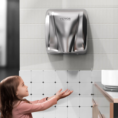 Heavy Duty Commercial Hand Dryer, 1800W Automatic High Speed Stainless Steel Warm Wind Hand Blower, 220V-240V Plug In/Hardwired Two Power Options, Compliant for Industry Business Restrooms - Image 8