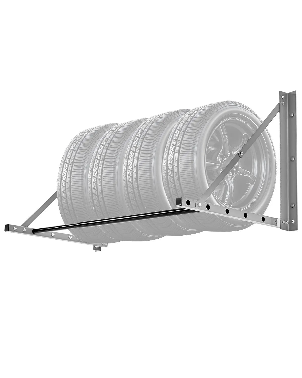Wall Mounted Folding Tire Rack, 32" - 48" Adjustable Tire Rack, Q235 Heavy-Duty Steel Tire Storage Rack for R14-R20 inch Standard Tires, Max 300lbs Load Capacity for Garage Workshop Repair Shop