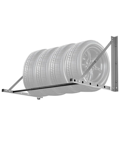 Wall Mounted Folding Tire Rack, 32" - 48" Adjustable Tire Rack, Q235 Heavy-Duty Steel Tire Storage Rack for R14-R20 inch Standard Tires, Max 300lbs Load Capacity for Garage Workshop Repair Shop
