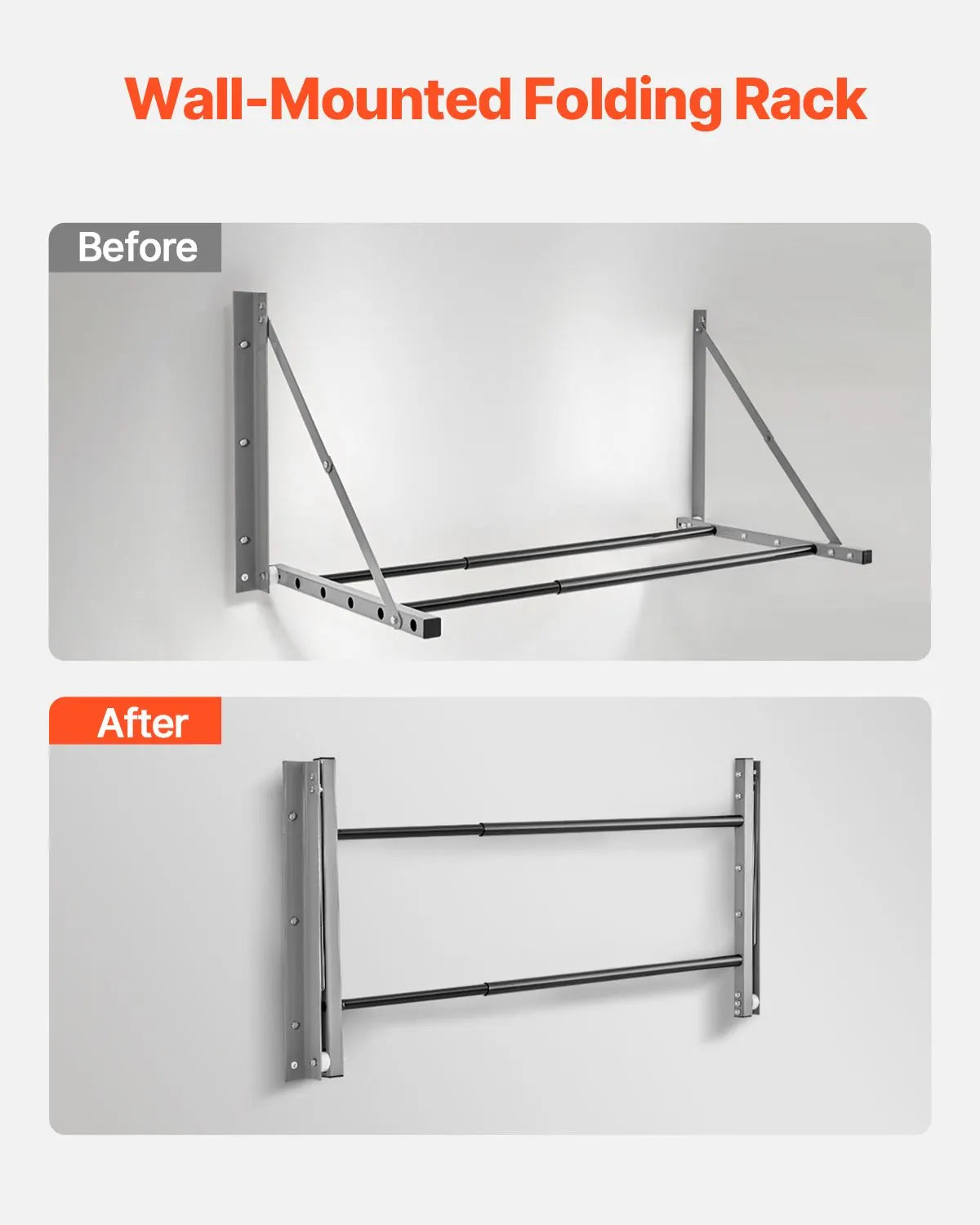 Wall Mounted Folding Tire Rack, 32" - 48" Adjustable Tire Rack, Q235 Heavy-Duty Steel Tire Storage Rack for R14-R20 inch Standard Tires, Max 300lbs Load Capacity for Garage Workshop Repair Shop - Image 5