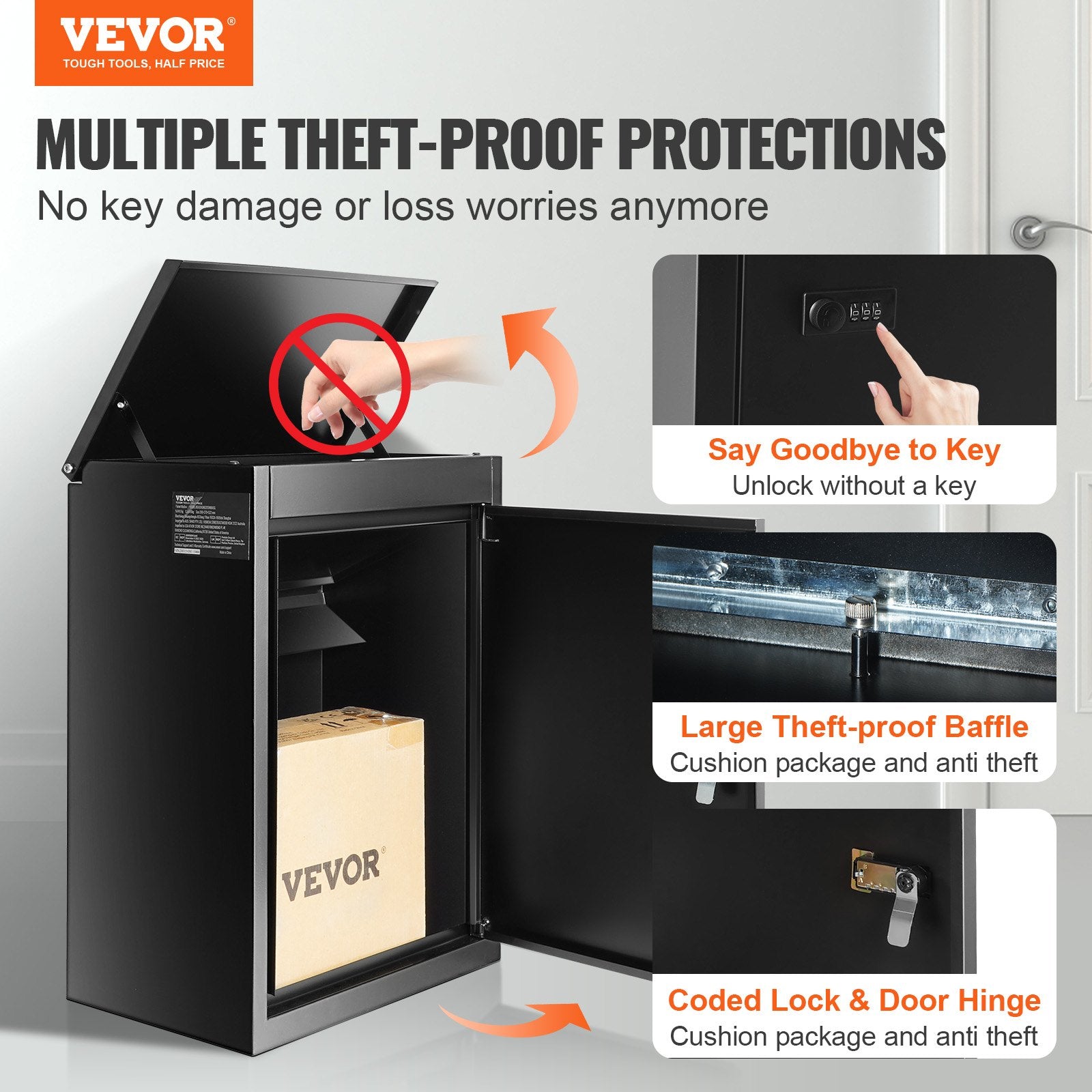 Package Delivery Boxes for Outside 15.4" x 10.6" x 20.5" with Coded Lock - Image 2