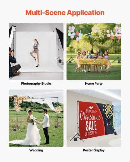 Backdrop Stand, 298 x 300 cm Adjustable Photo Backdrop Stand Kit, Portable Background Backdrop Stand with 4 Crossbars, Heavy Duty Projector Screen Stand, for Wedding, Photo Video Studio & Party - Image 5