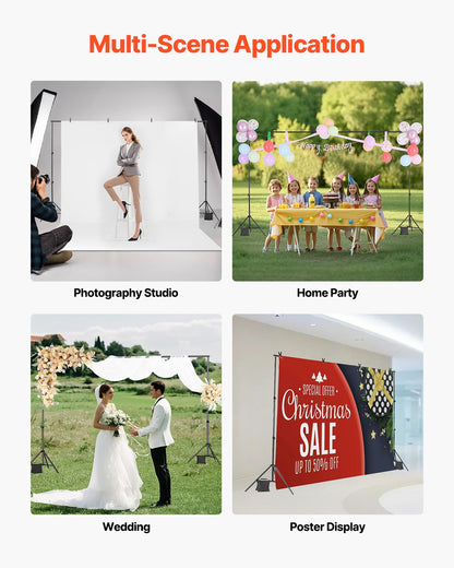 Backdrop Stand, 198 x 300 cm Adjustable Photo Backdrop Stand Kit, Portable Background Backdrop Stand with 5 Crossbars, Heavy Duty Projector Screen Stand, for Wedding, Photo Video Studio & Party - Image 5