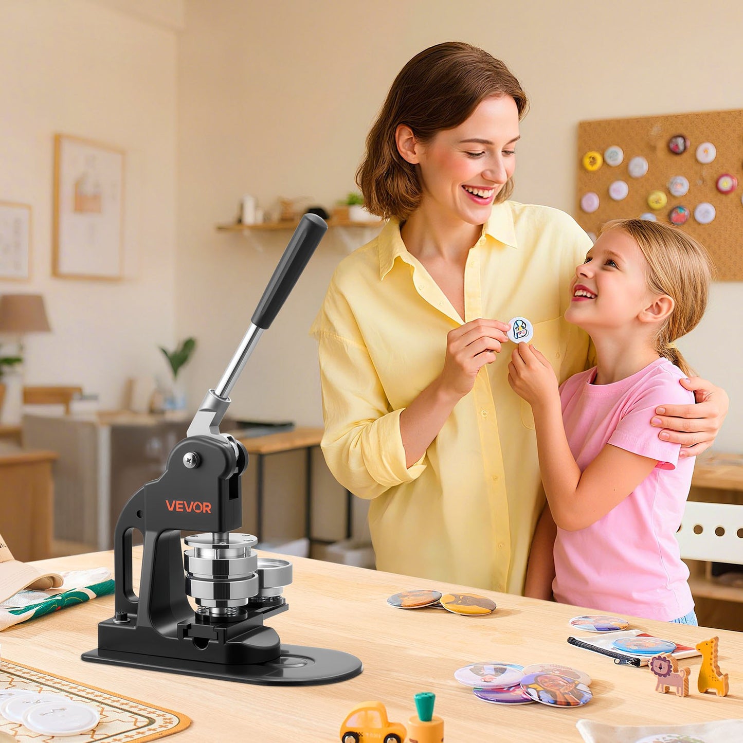 Button Maker Machine, 58 mm, Pin Maker Machine with 500pcs Button Parts, Circle Cutter, Hex Wrenches and Magic Book, Ergonomic Handle, for DIY Badges, Personalized Pins and Key Chains, Black - Image 8