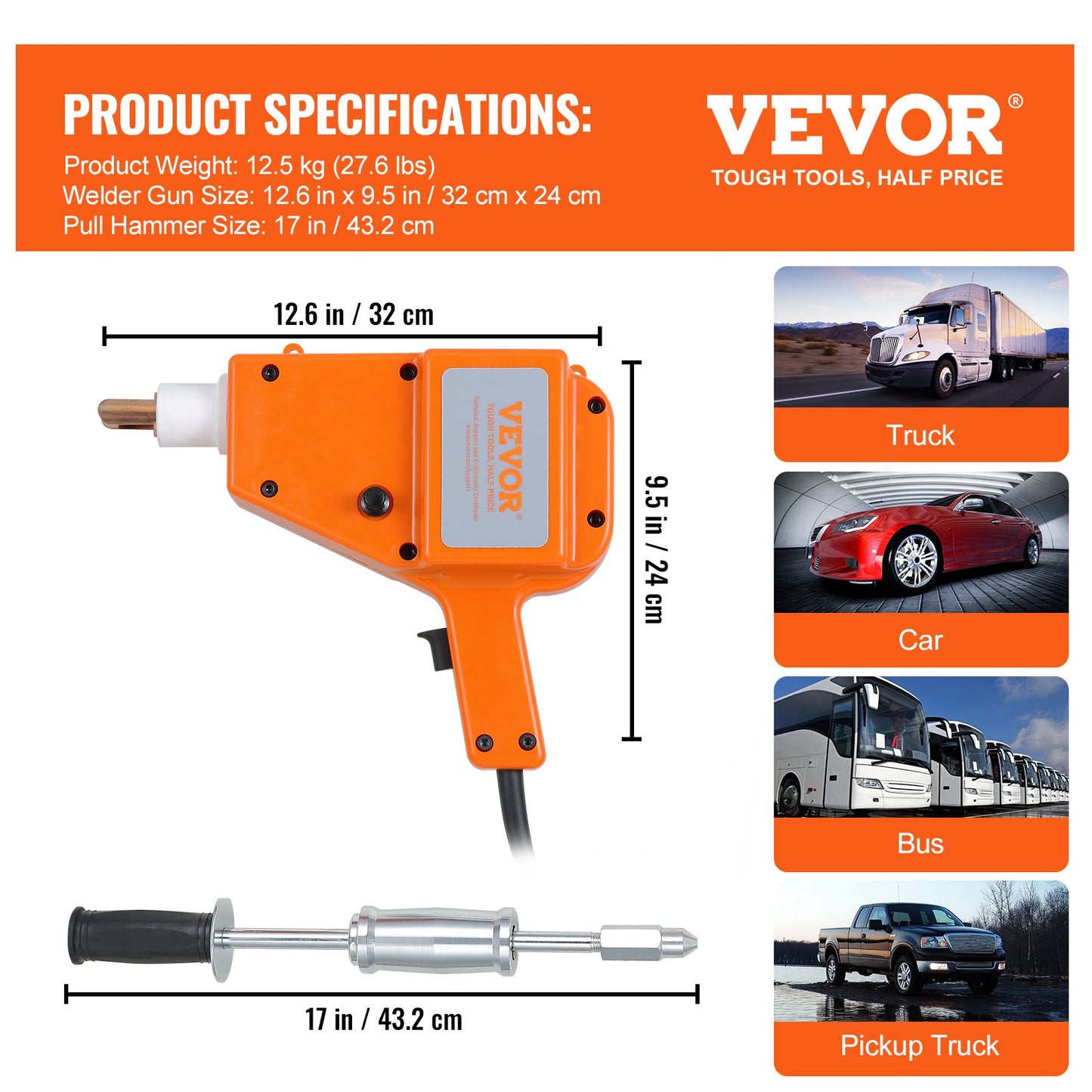 Stud Welder Kit, 5500 Stud Welder Dent Repair Kit, 800VA Spot Welder Stud Kit, Stud Gun Dent Puller Kit with Complete Accessories, Dent Welder Repair for Auto Body Repairing - Image 7