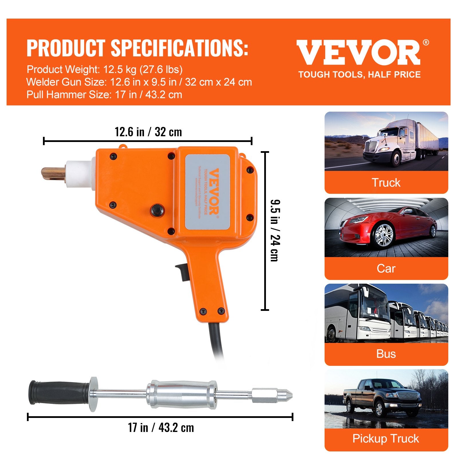 Stud Welder Kit, 5500 Stud Welder Dent Repair Kit, 800VA Spot Welder Stud Kit, Stud Gun Dent Puller Kit with Complete Accessories, Dent Welder Repair for Auto Body Repairing - Image 7
