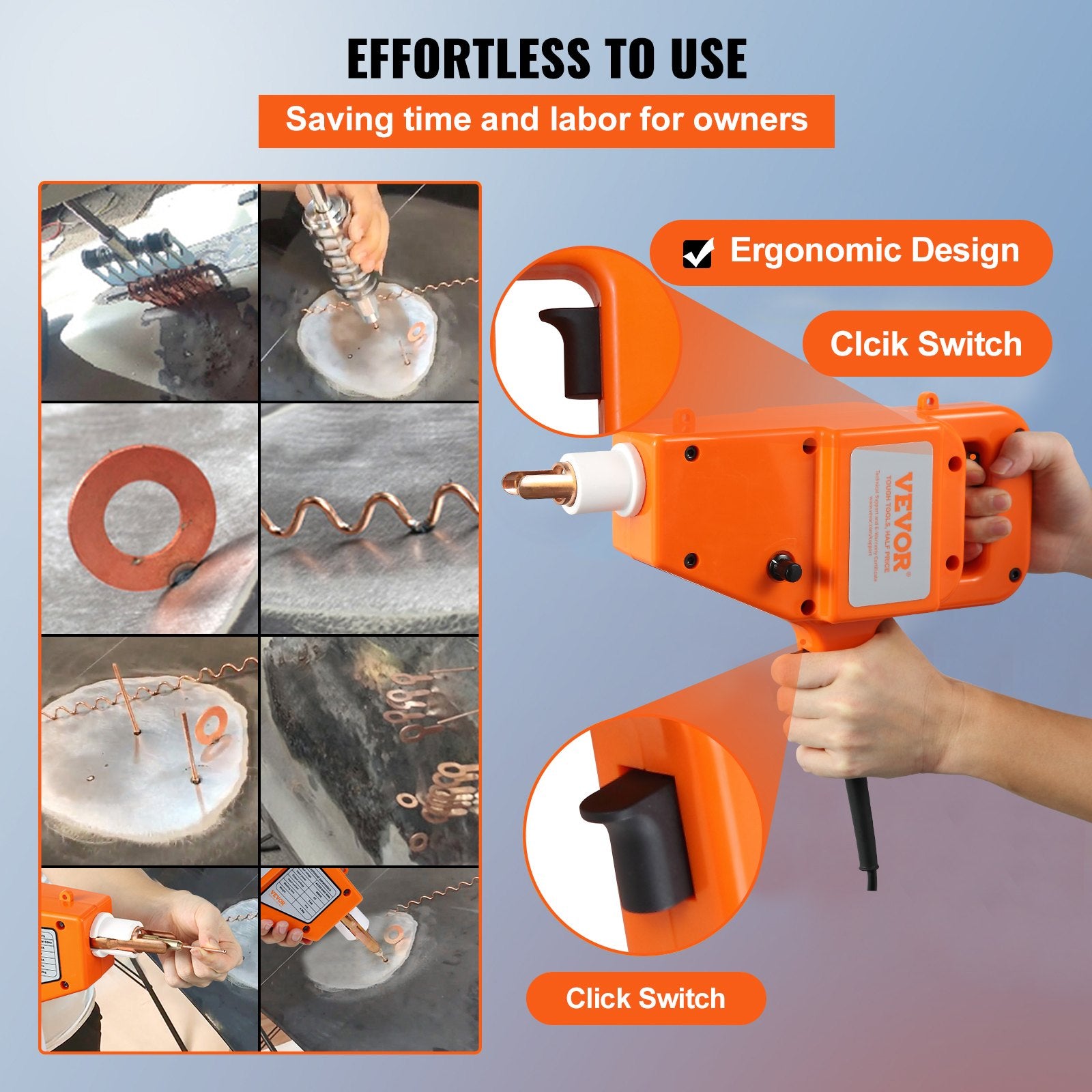 Stud Welder Kit, 1600A Stud Welder Dent Repair Kit, 800VA Spot Welder Stud, 220V Stud Gun Dent Puller Kit with Complete Accessories, Dent Welder Repair for Auto Body Repairing - Image 6