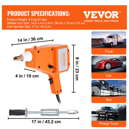 Stud Welder Kit, 1600A Stud Welder Dent Repair Kit, 800VA Spot Welder Stud, 220V Stud Gun Dent Puller Kit with Complete Accessories, Dent Welder Repair for Auto Body Repairing - Image 7