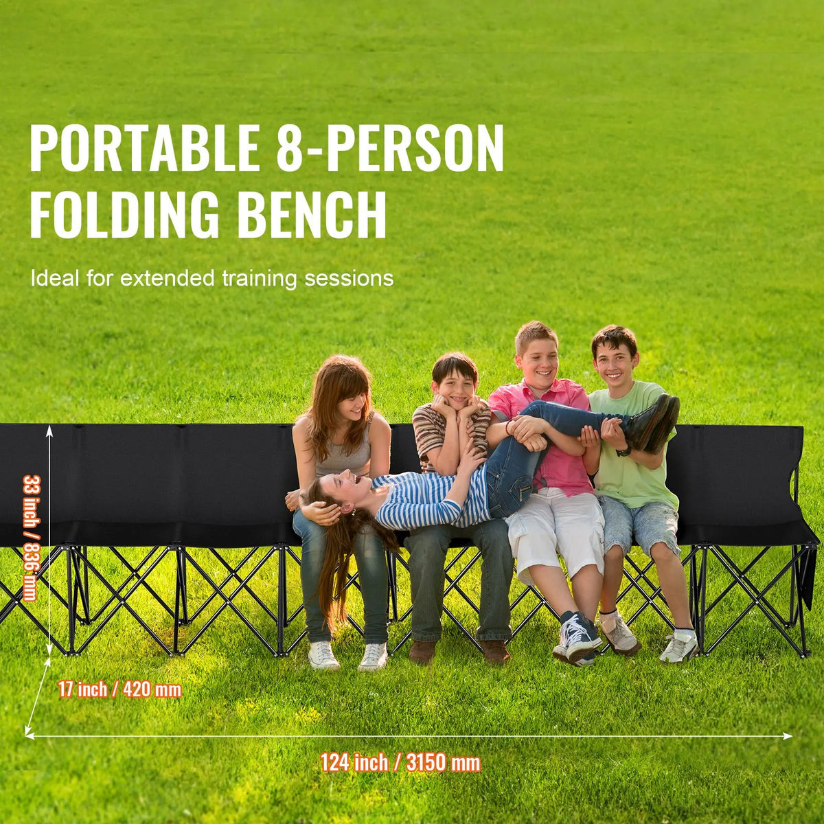 8 Seat Portable Folding Sport Bench Outdoor Camping Chair with Carry Bag - Image 2