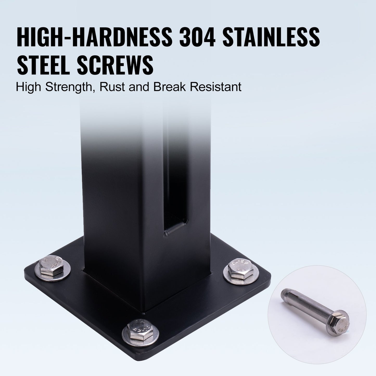 Glass Clamp, 41.34" Height Glass Railing Bracket for 0.39 "-0.47 " Thickness Tempered Glass, 304 Stainless Steel Glass Mounting Clamp, Glass Shelf Bracket for Balcony, Garden, Deck, Stair, Black - Image 6