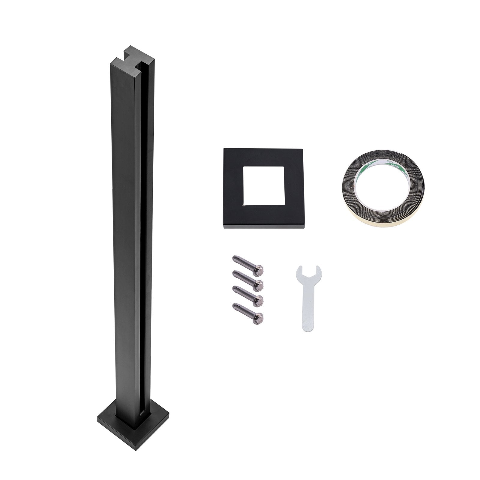 Glass Clamp, 41.34" Height Glass Railing Bracket for 0.39 "-0.47 " Thickness Tempered Glass, 304 Stainless Steel Glass Mounting Clamp, Glass Shelf Bracket for Balcony, Garden, Deck, Stair, Black - Image 9